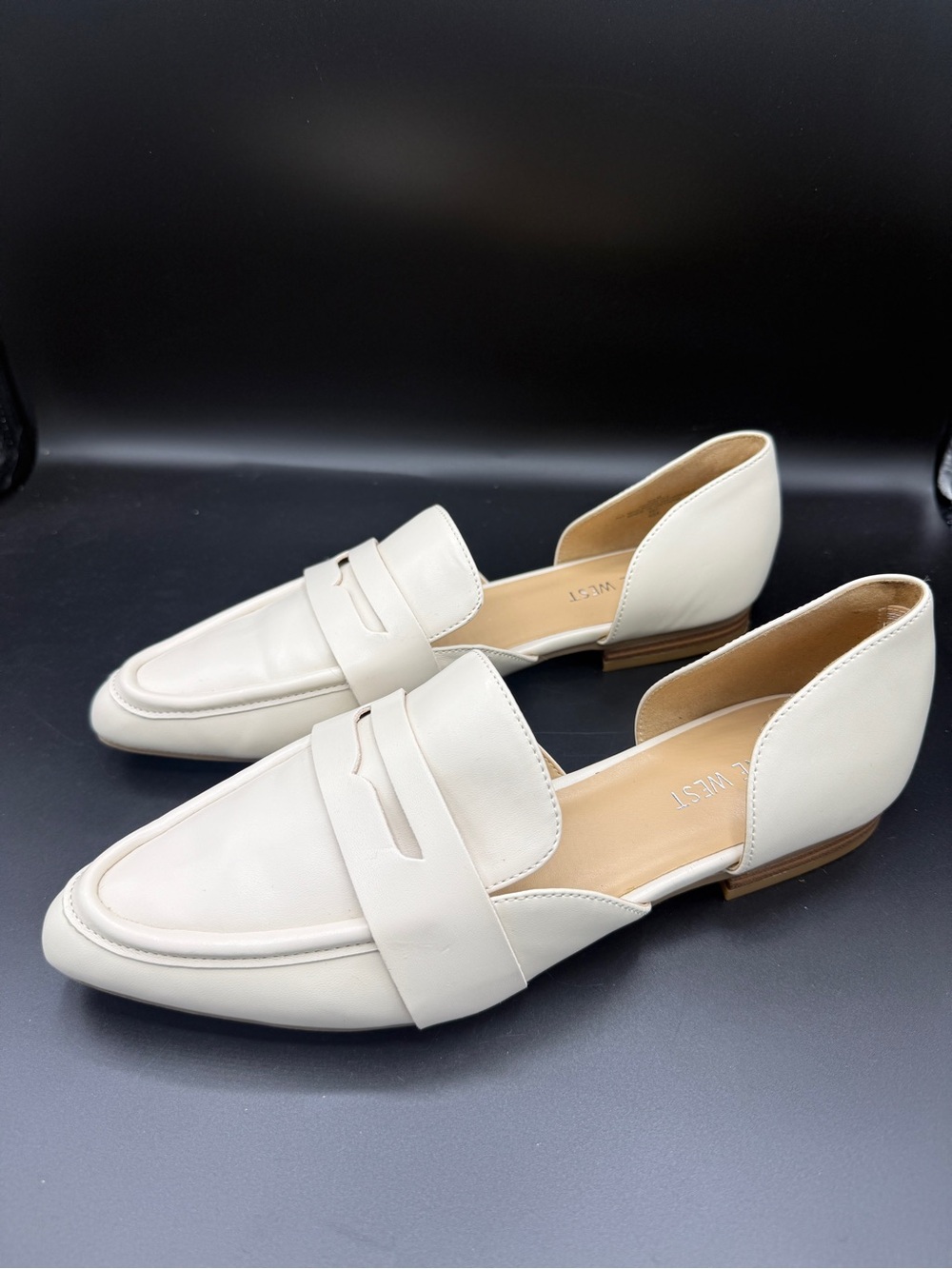 Nine West Women's Cream Ginta D'Orsay Loafers Elegant Dress Flats 8.5